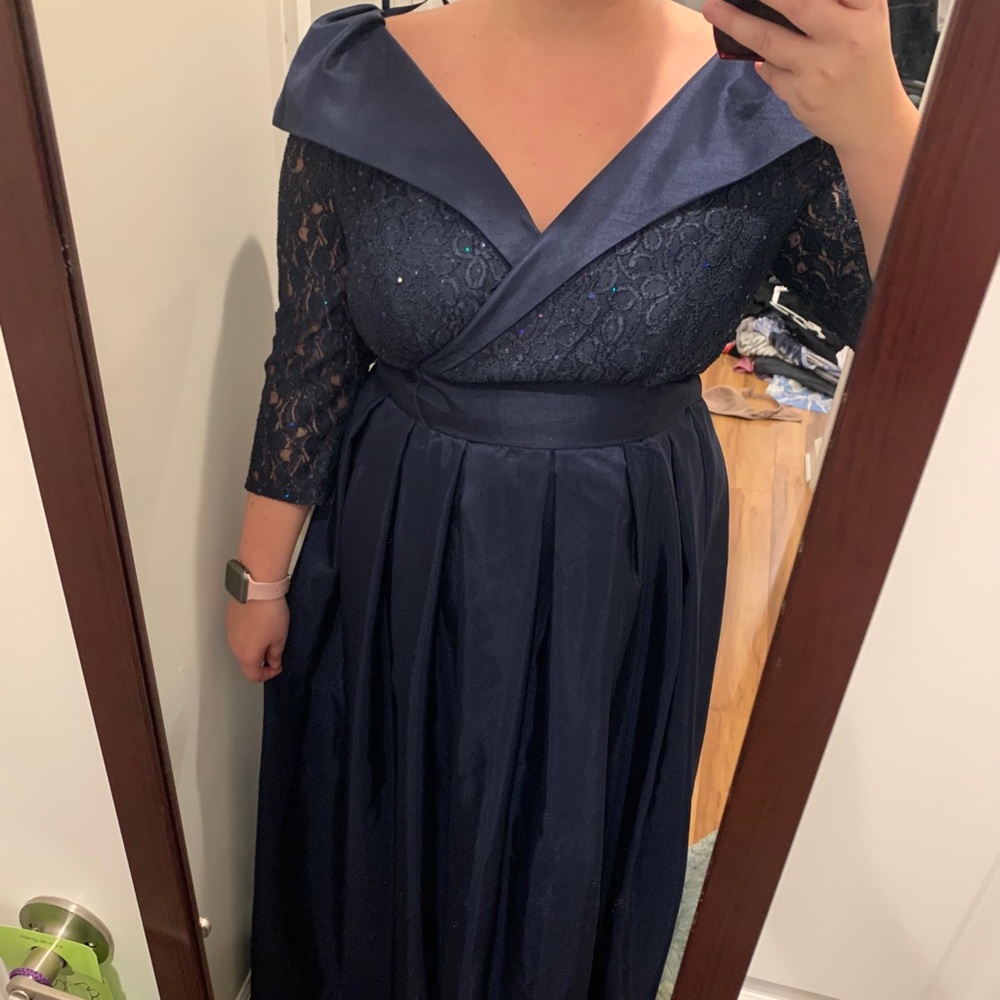 Navy blue formal evening gown